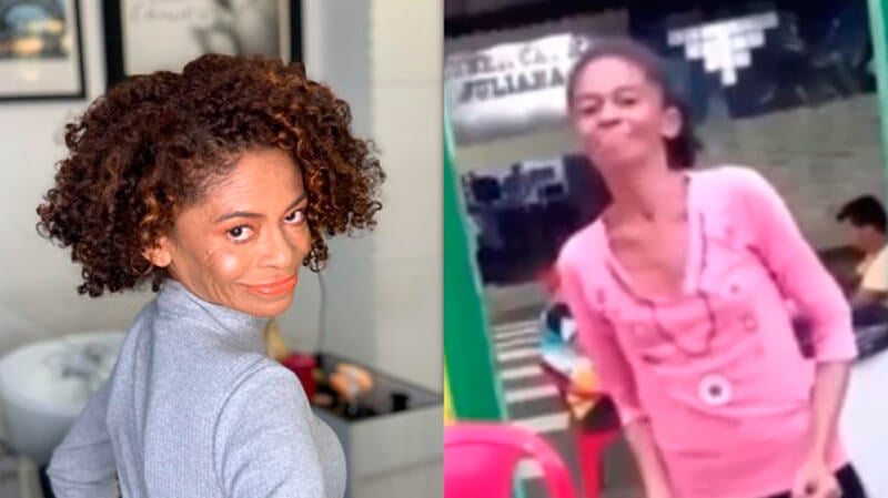 Maria depois de cuidados com beleza e antes, em vídeo dançando no bar