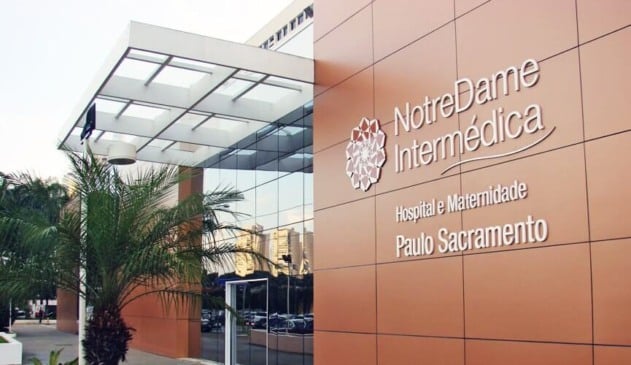 Fachada do hospital da Intermédica em Jundiaí. Prédio Laranja.