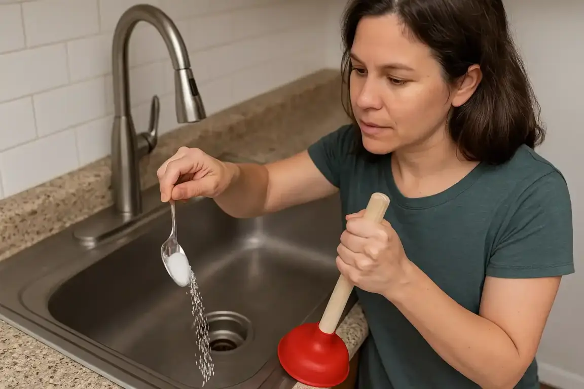 1 colher de sal faz o papel do desentupidor de pia melhor do que você imagina