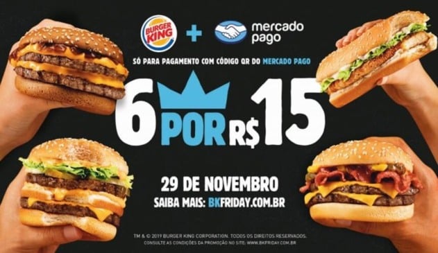 Burger King vende 6 sanduíches por R$ 15 na Black Friday (Foto: Divulgação)