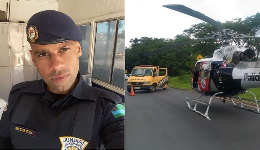 Guarda, à direita; helicóptero da águia, à esquerda Guarda, à direita; helicóptero da águia, à esquerda