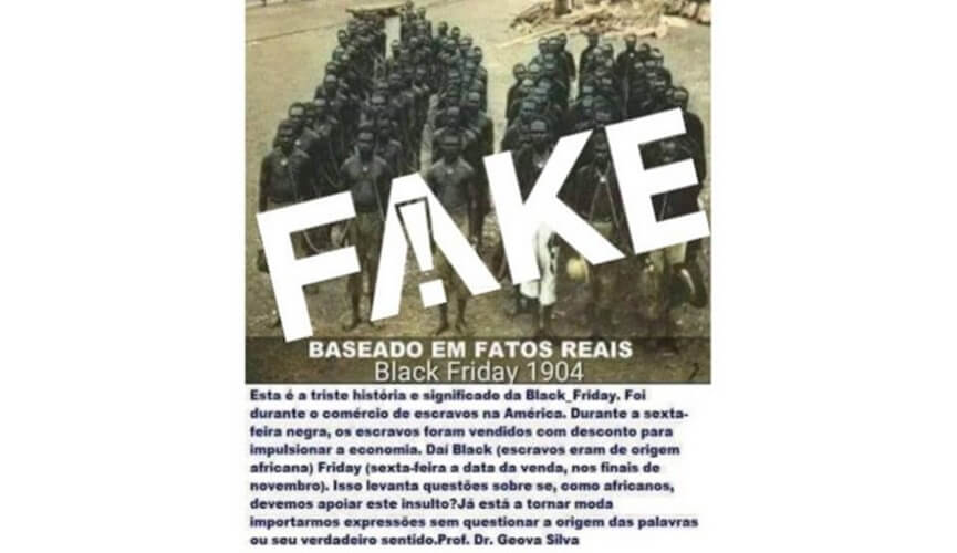 É fake news que o termo 'Black Friday' surgiu em alusão a liquidação de escravos (Foto: Reprodução/G1)