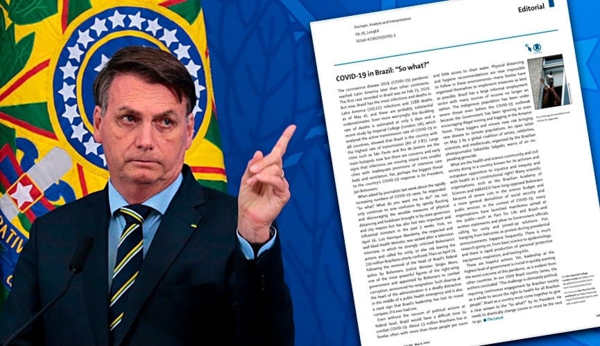 Jair Bolsonaro, à esquerda; foto de página de revista, à direita