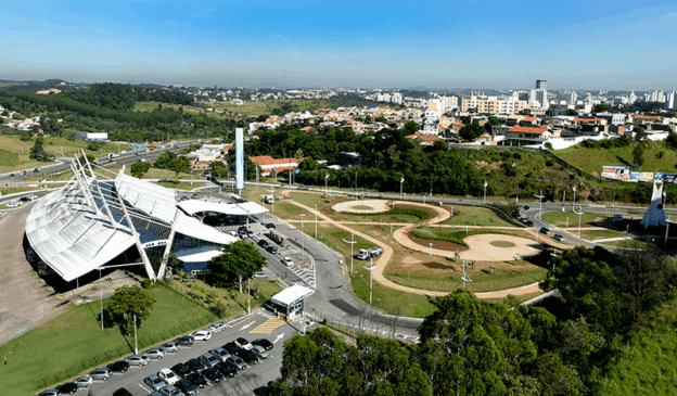 Vista aérea da rodoviária de Jundiaí