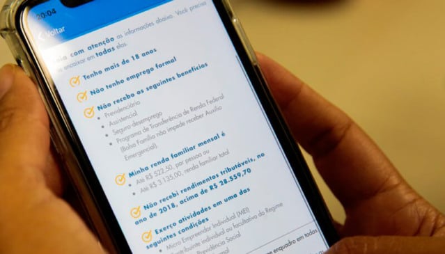 Reprodução de tela do aplicativo da Caixa