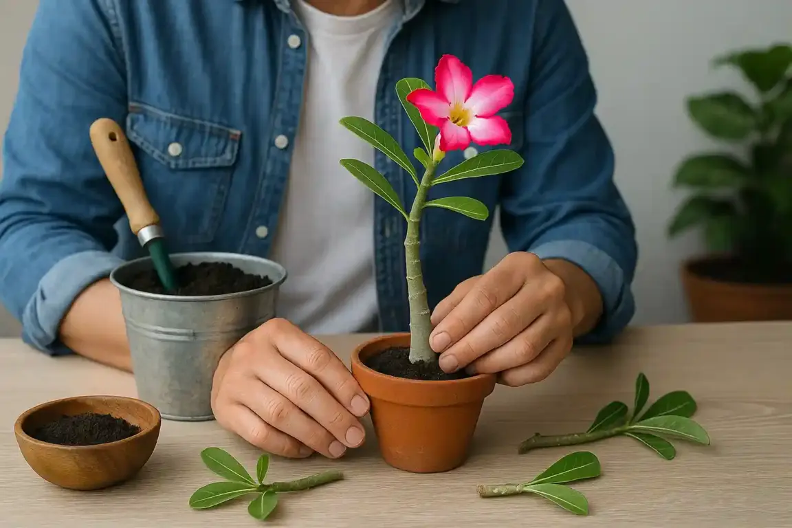 6 passos para propagar a rosa do deserto a partir de galhos