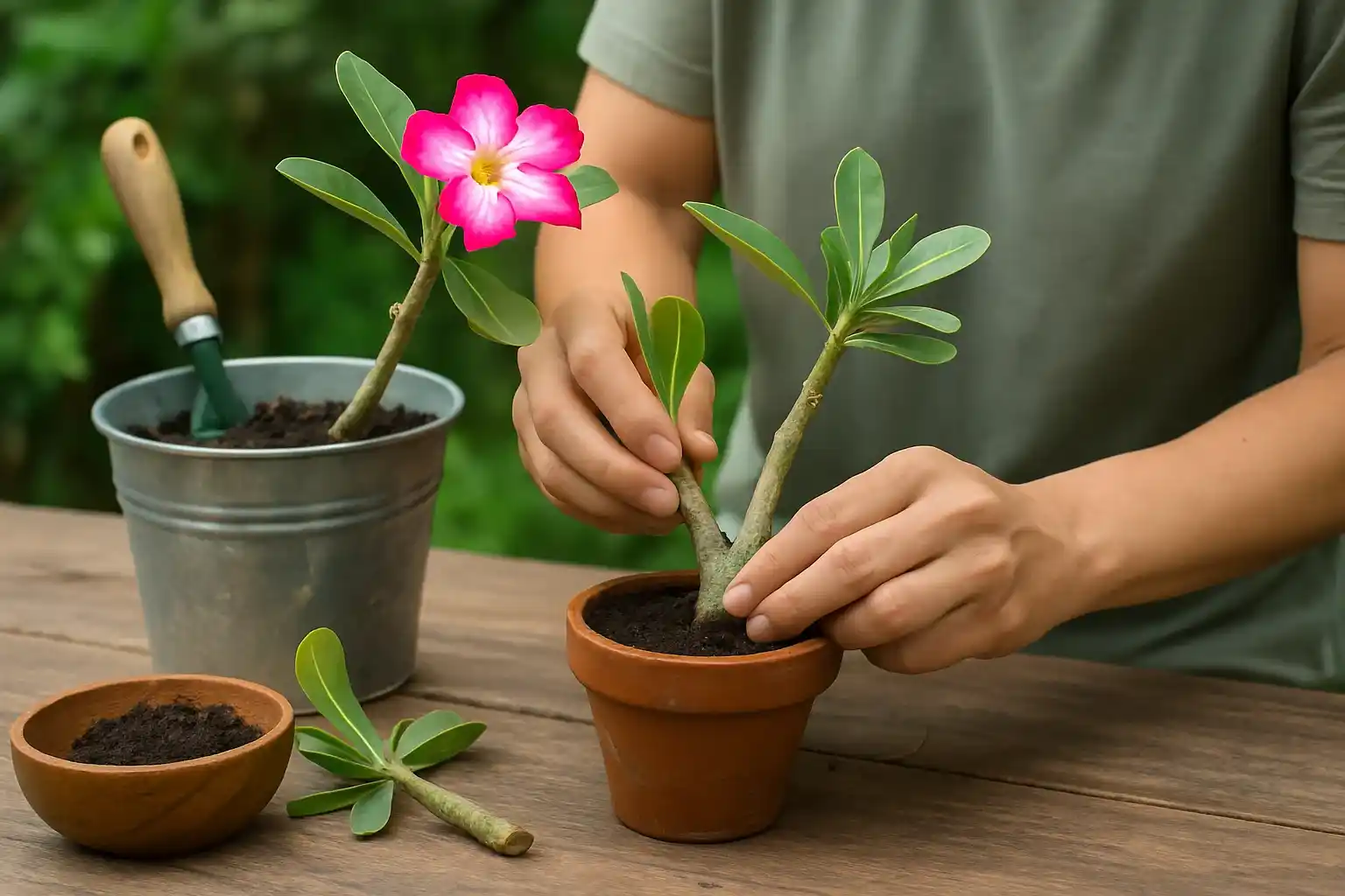 6 passos para propagar a rosa do deserto a partir de galhos
