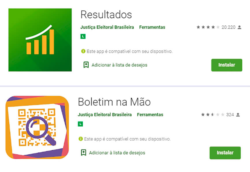 App apuração eleições. (Foto: Divulgação)