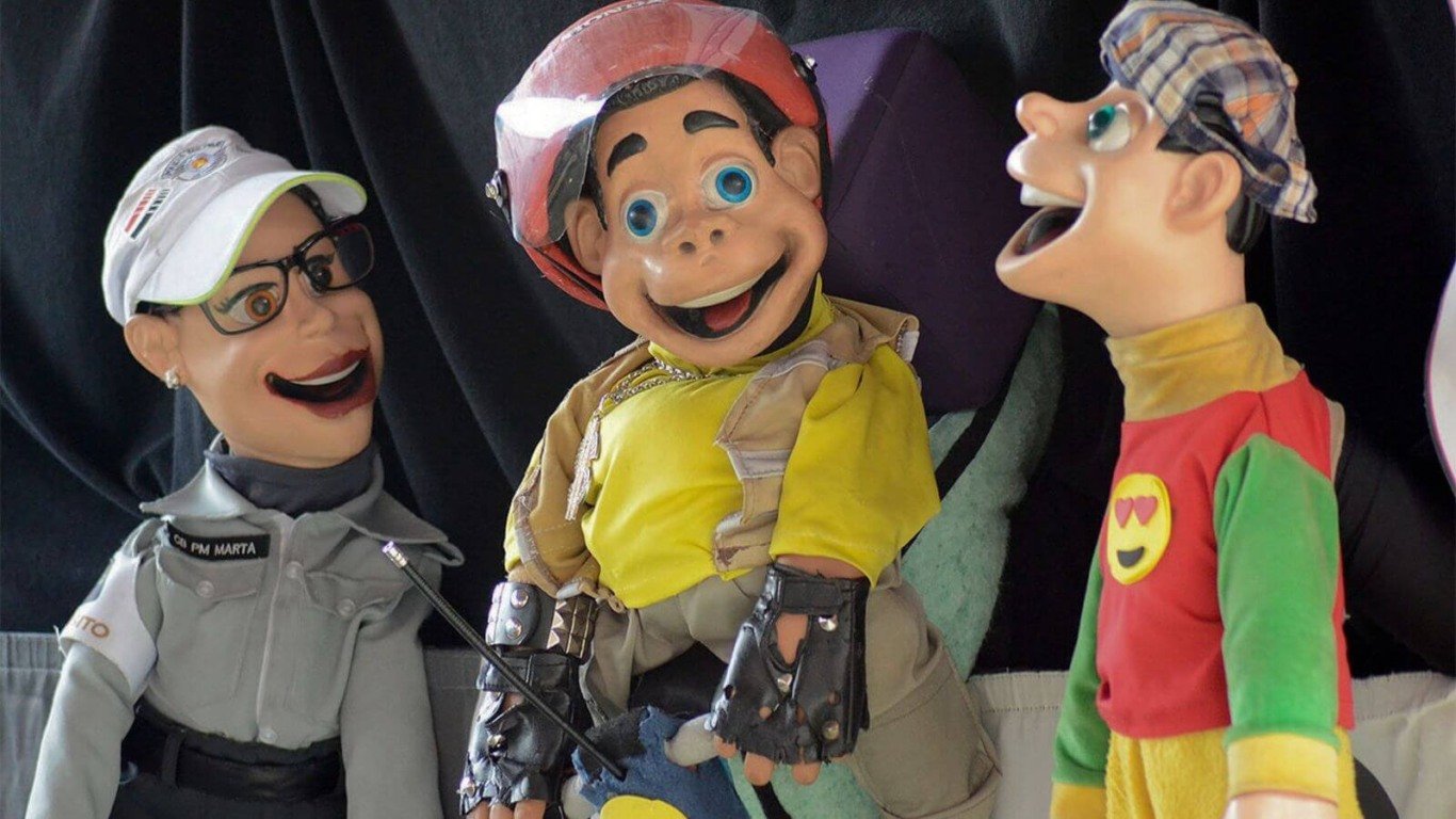 Fantoches usados para a aula sobre trânsito