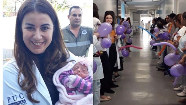 Após 102 dias internada, bebê recebe alta com festa no HU de Jundiaí