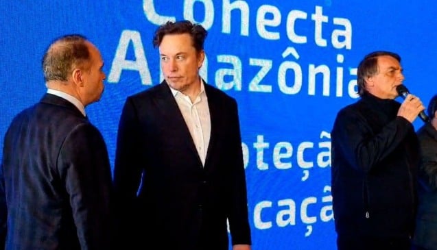 Elon Musk em visita ao Brasil (Foto: Reprodução/Facebook Jair Messias Bolsonaro)