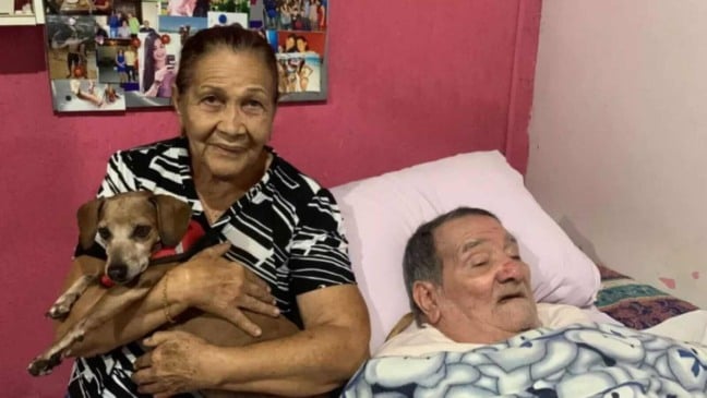 Casal de idosos com cachorro