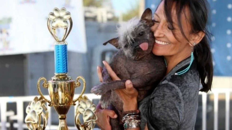 Mulher com cachorro mais feio do mundo Mulher com cachorro mais feio do mundo