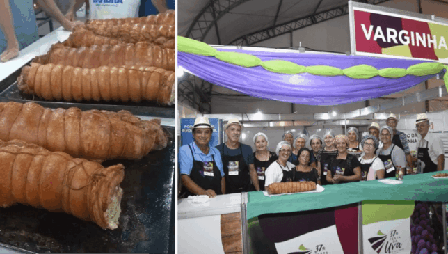 Torresmo no rolo e barraca da Varginha