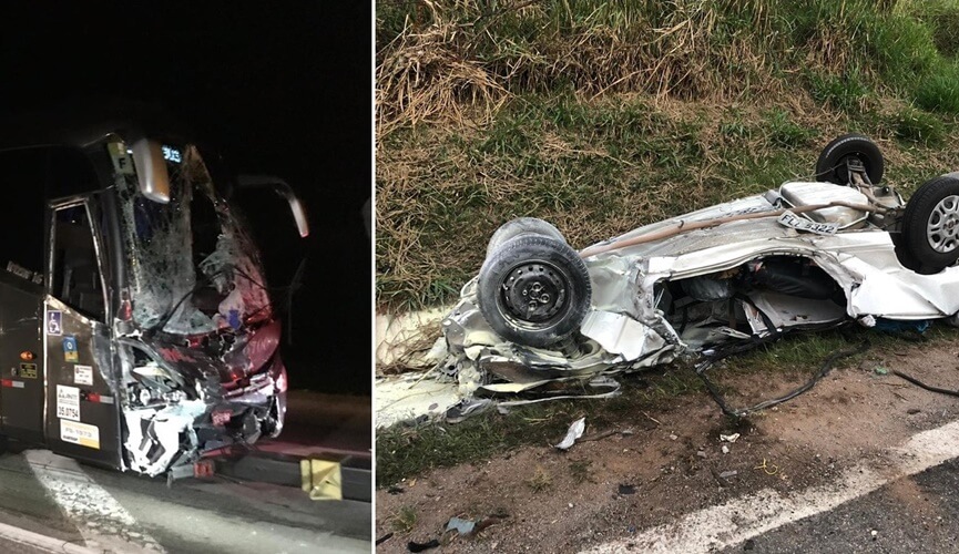 Carro atravessa canteiro, atinge ônibus e deixa quatro mortos em Itu Carro atravessa canteiro, atinge ônibus e deixa quatro mortos em Itu