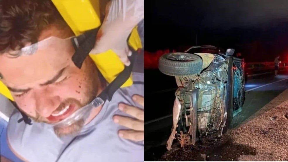 Carro de Zé Neto, da dupla com Cristiano, capota após colisão