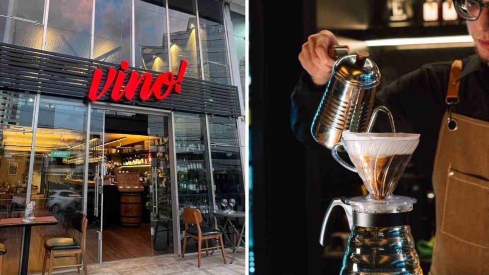 Fachada da Vino! Jundiaí e pessoa fazendo café