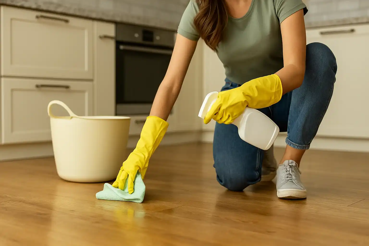 Como limpar o chão engordurado da cozinha com solução caseira