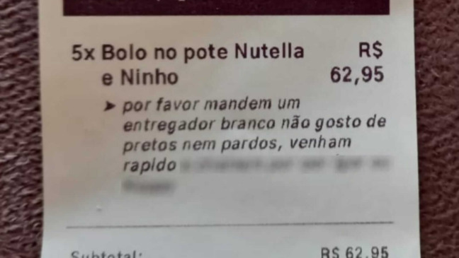 Cliente faz pedido racista em confeitaria