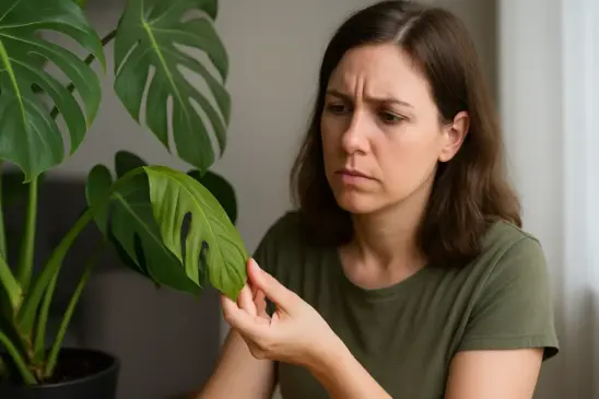 Costela-de-adão dá sinais nas folhas antes de murchar