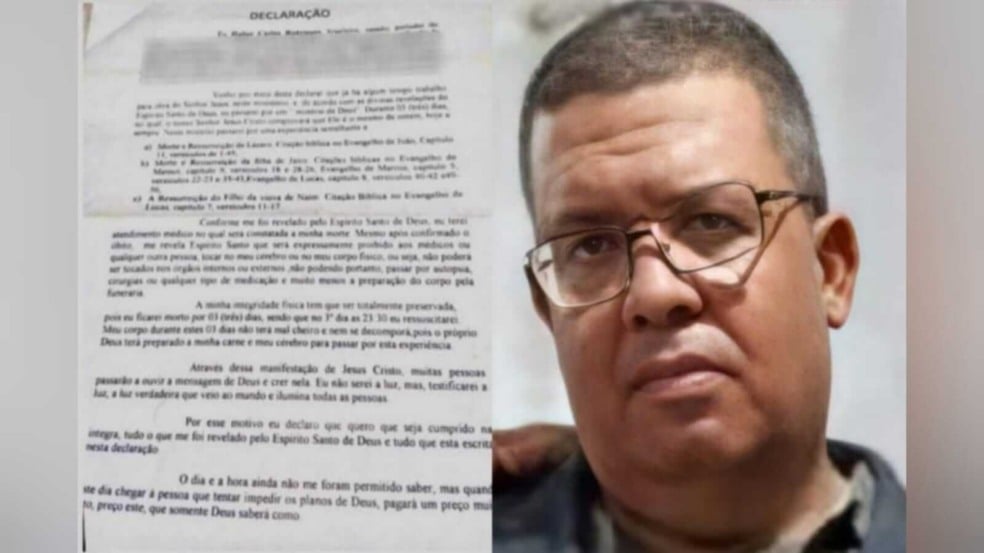 Imagem de carta ao lado de foto de homem