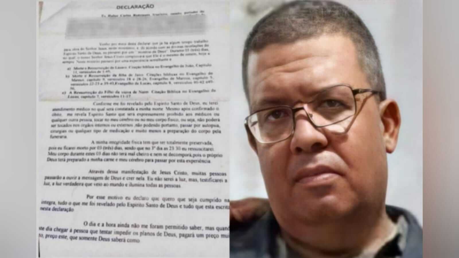 Imagem de carta ao lado de foto de homem