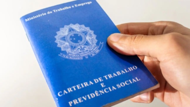 Mão segurando carteira de trabalho