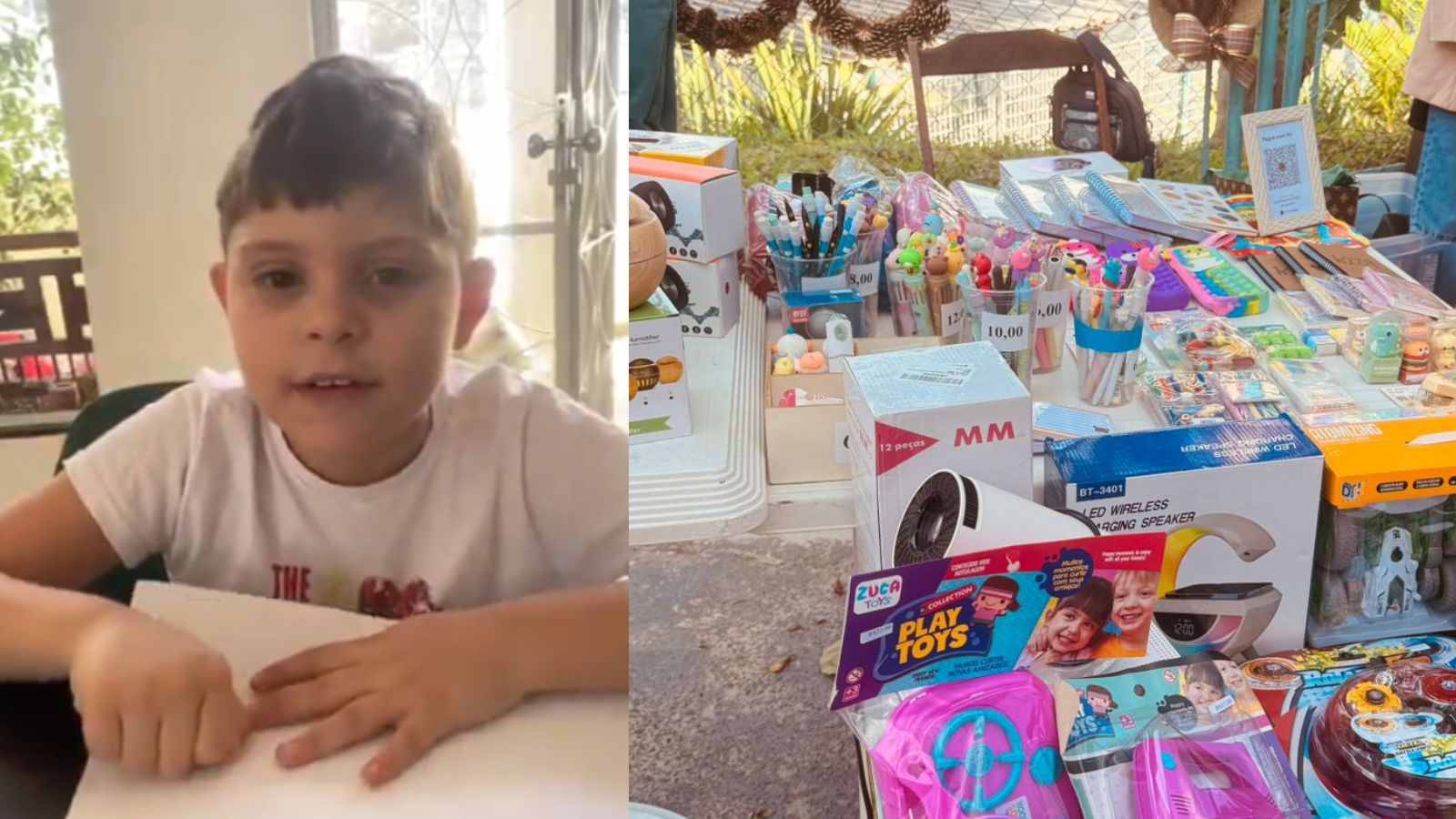 à esquerda, Arthur; à direita feira