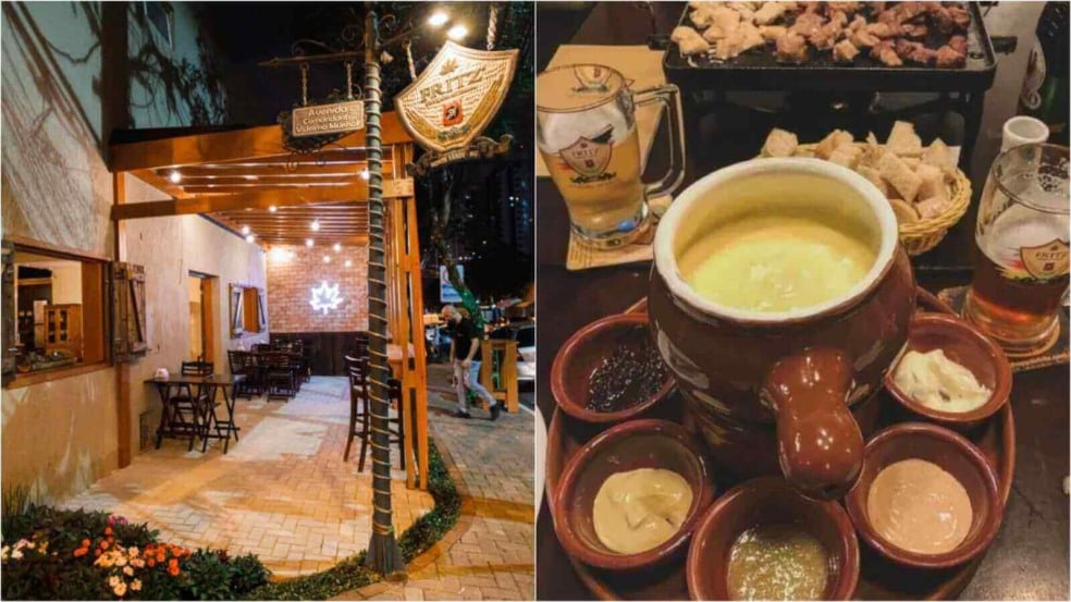 Entrada da Cervejaria Fritz e Fondue de Queijo