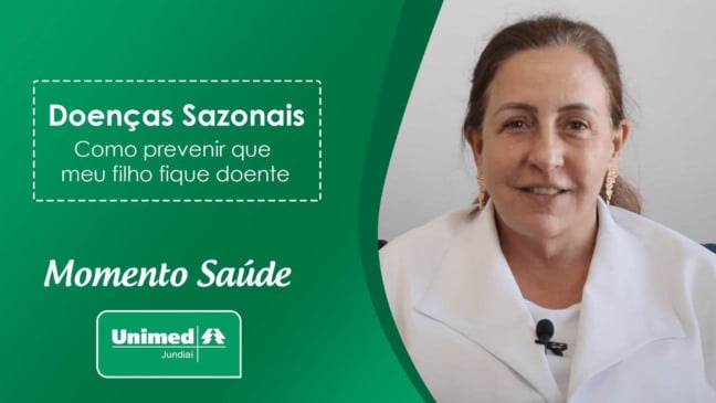 Thumb de vídeo da Unimed com médica em fundo verde