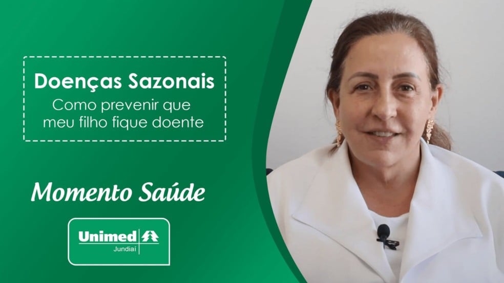 Thumb de vídeo da Unimed com médica em fundo verde