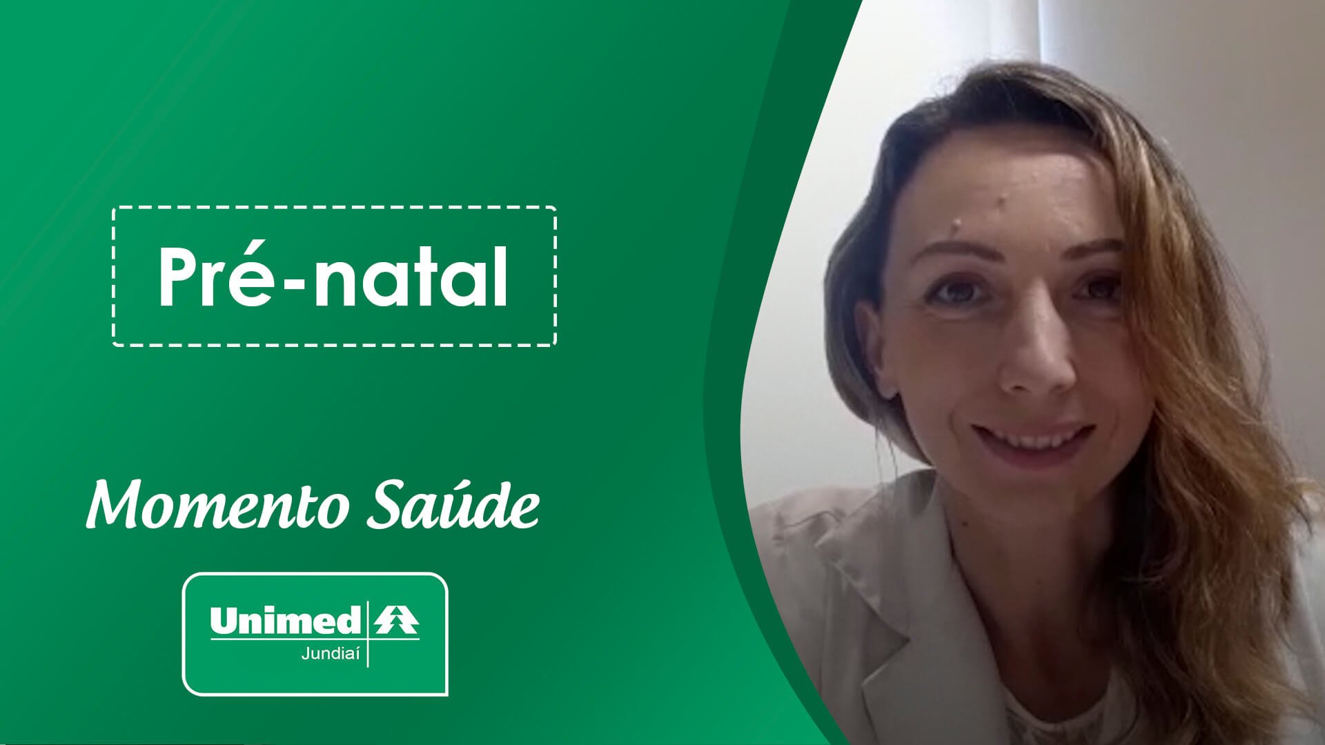 Thumb de vídeo da Unimed com médica em fundo verde