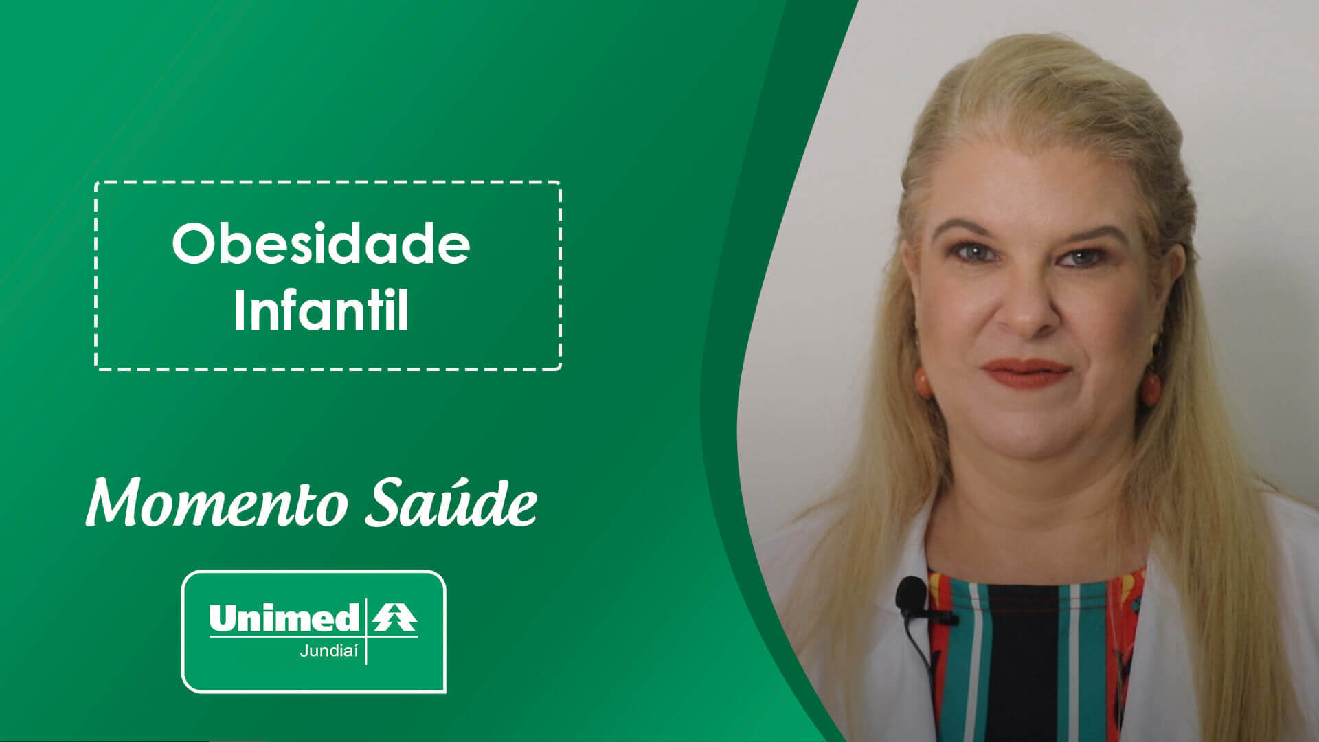 Thumb de vídeo da Unimed com médica em fundo verde