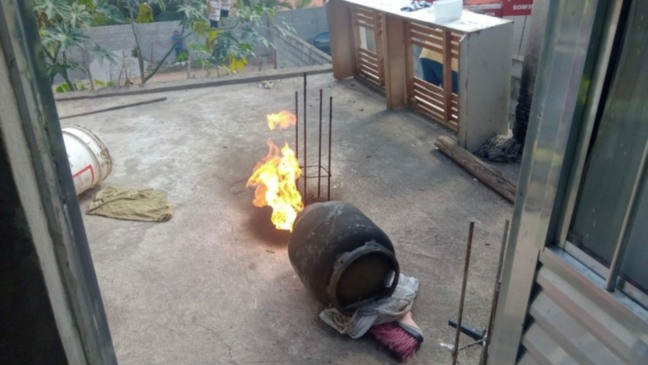 Botijão pega fogo em Campo Limpo Paulista