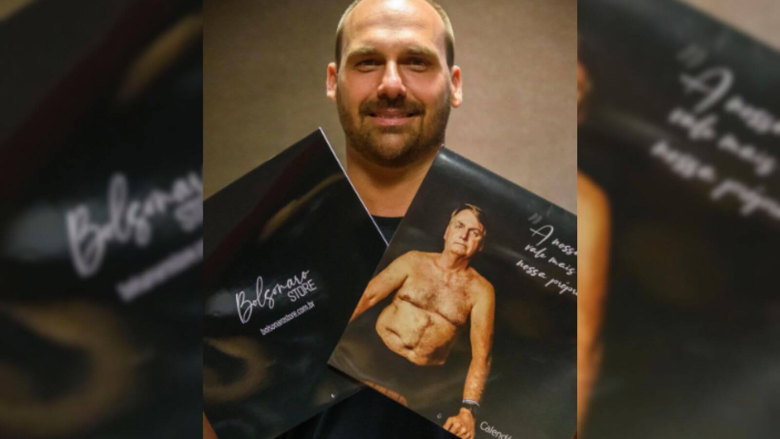 Eduardo Bolsonaro vende calendário com foto do pai sem camisa por R$ 69,90
