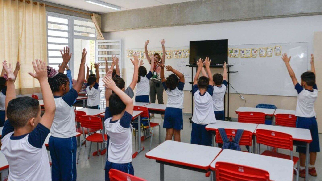 Alunos de EMEB de Jundiaí em aula