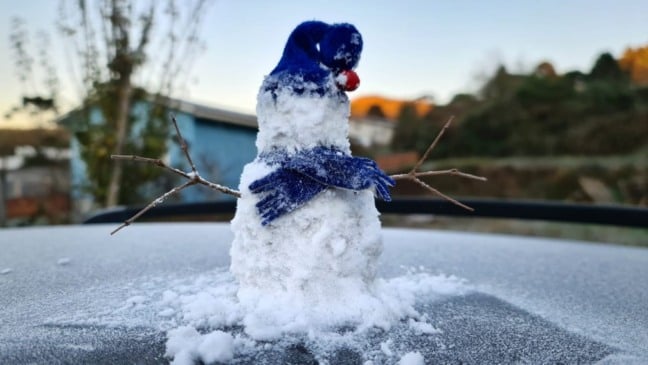 Boneco de geada criado em Santa Catarina