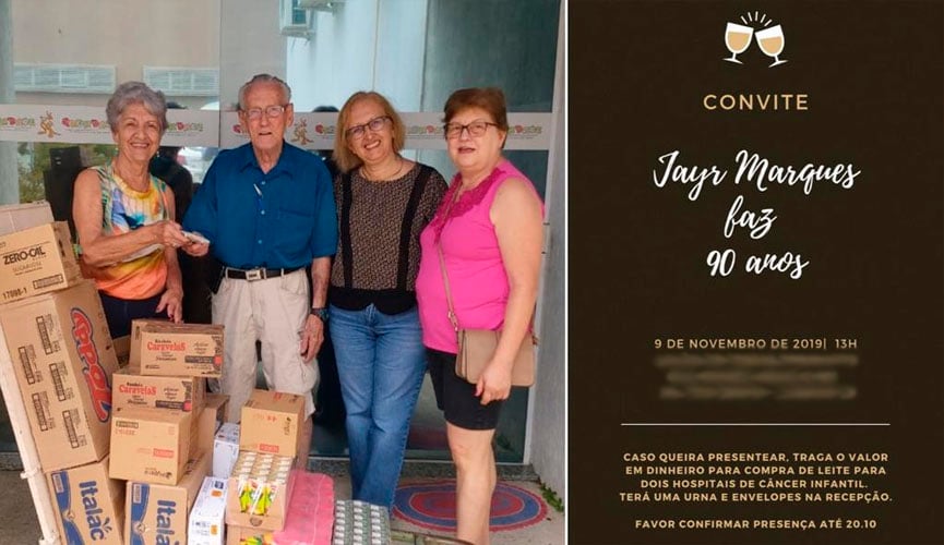 Em sua festa de 90 anos, idoso de Jundiaí arrecada R$ 3 mil para o Grendacc