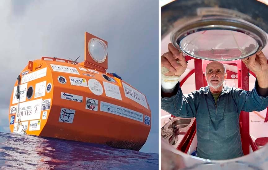 Em um tonel sem motor, francês de 72 anos atravessa o Atlântico