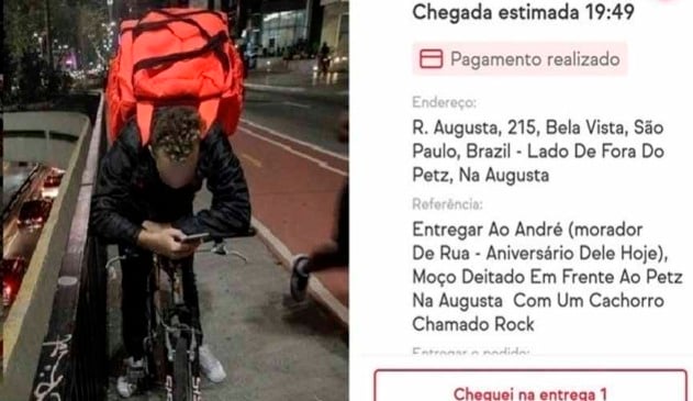 Entrega de lanche a morador de rua em dia de seu aniversário viraliza na internet