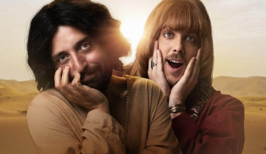 reprodução do especial de natal do portas dos fundos, a primeira tentação de cristo, mostra gregório duvivier e fábio porchat caracterizados