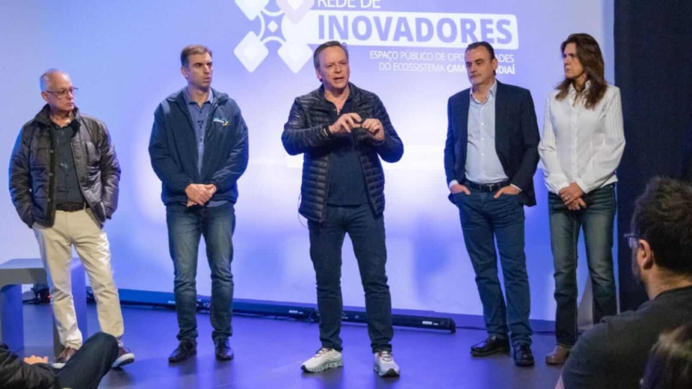 Amauri Marquezi, Cristiano Lopes, José Antonio Parimoschi, Gustavo Maryssael e Mônica Gropelo no evento na TV TEC