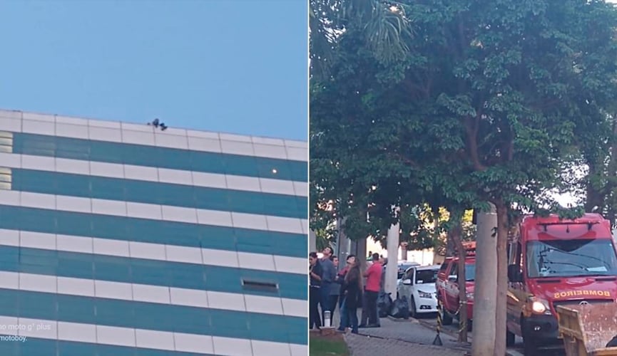 Final feliz - bombeiros salvam mulher do alto do edifício Golden Office