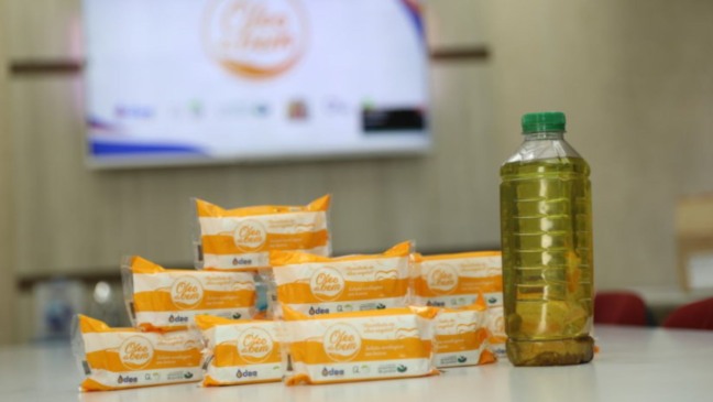 Óleo transformado em sabão