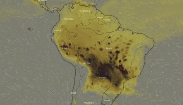 Fumaça de queimadas na Amazônia e em países vizinho chega ao Sudeste e Sul do Brasil