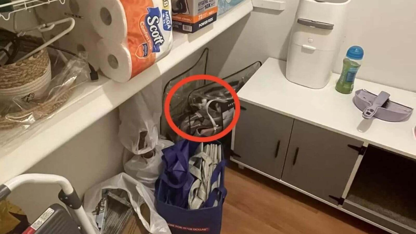 Gato escondido em quartinho