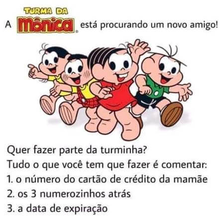 Golpe na internet usa imagem da Turma da Mônica