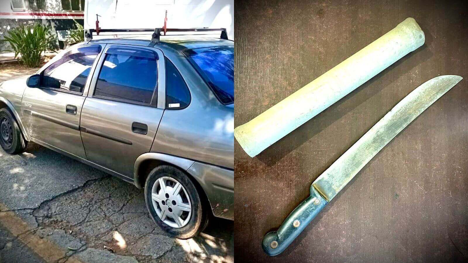 Carro e facão utilizado por homem em crime de importunação sexual em Campo Limpo Paulista