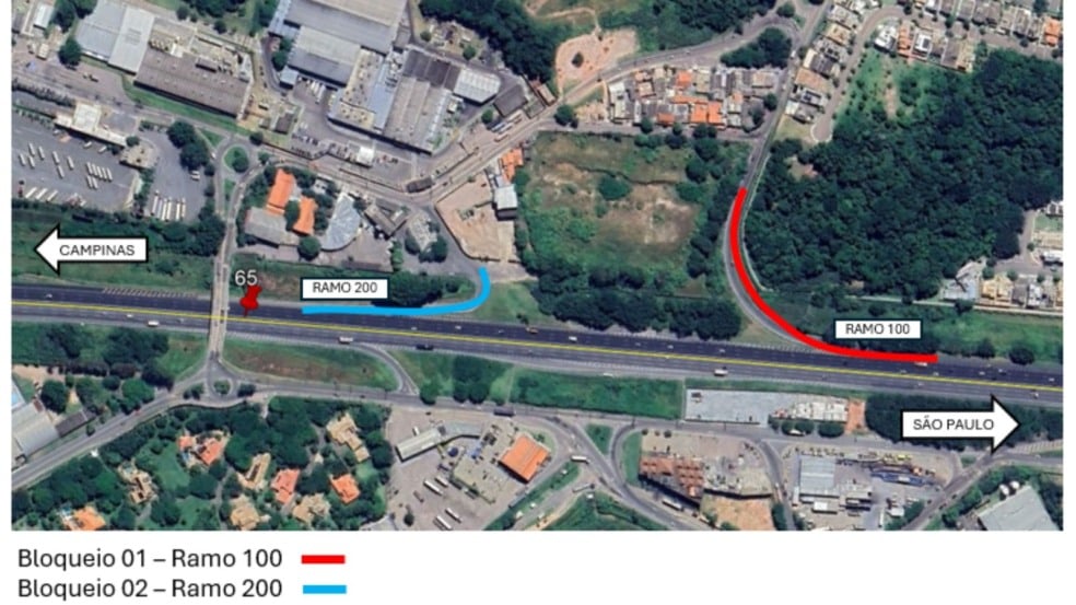 Mapa com informativo da interdição.