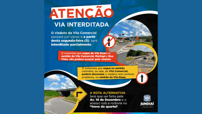 Viaduto da Vila Comercial em Jundiaí será parcialmente interditado